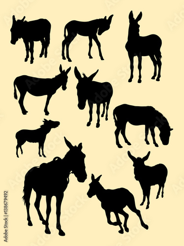 Donkeys silhouette. Good use for symbol, logo, web icon, mascot, sign, or any design you want.