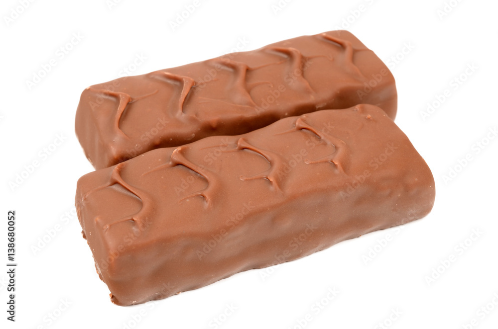 Chocolate with caramel on a white background Chocolate with caramel on a white background