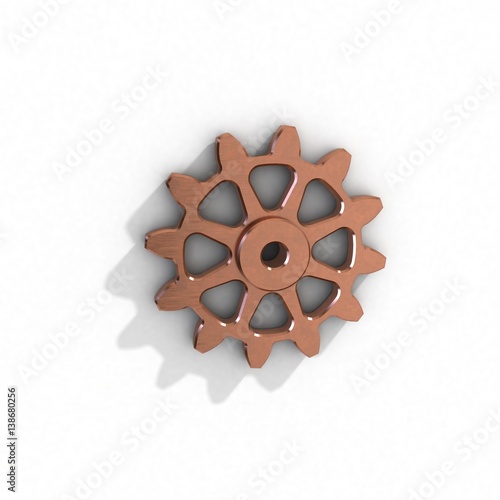Metallic cogwheel on white ...