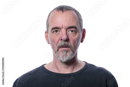 portrait of a man with gray beard, isolated on white