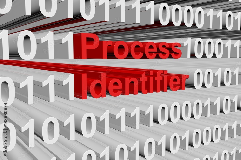 process identifier in the form of binary code, 3D illustration Stock