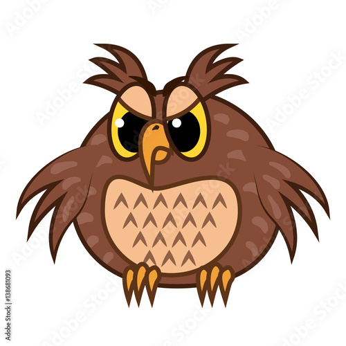 Isolated Emoji character cartoon angry owl. Vector Illustrations