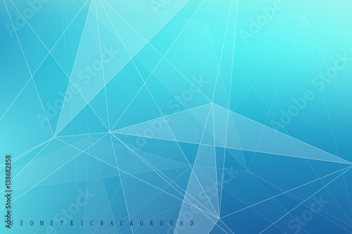 Geometric graphic background molecule and communication. Big data complex with compounds. Lines plexus, minimal array. Digital data visualization. Scientific cybernetic vector illustration.