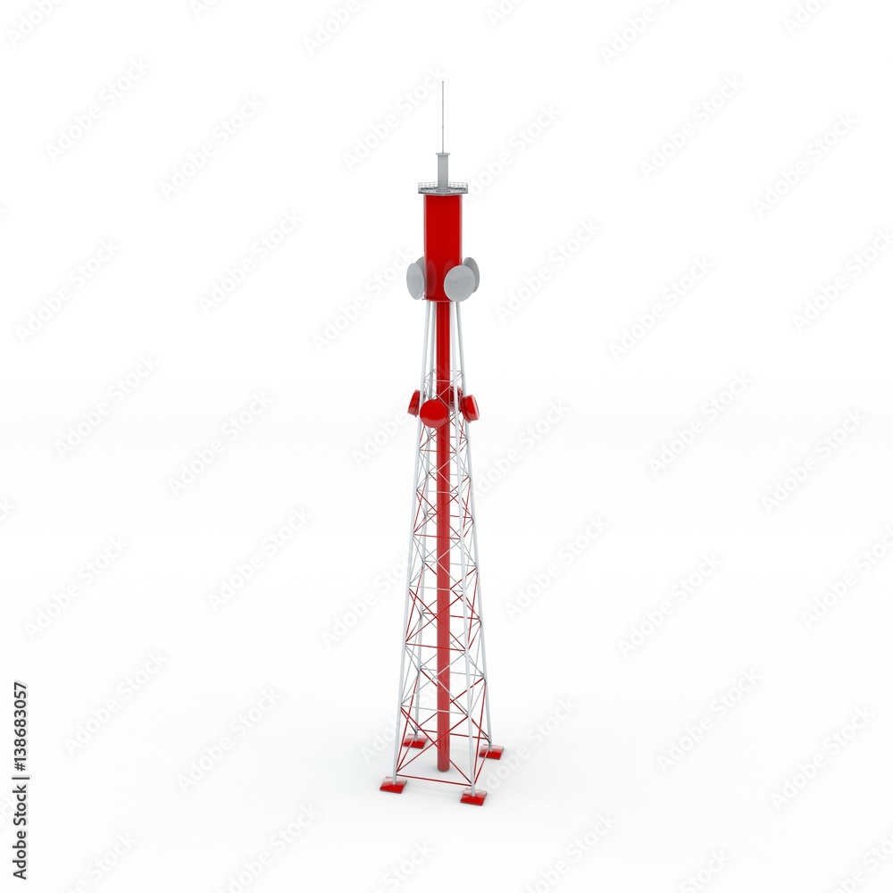 Radio Tower. Isolated on white background. 3D rendering illustration. Radio Tower. Isolated on white background. 3D rendering illustration.