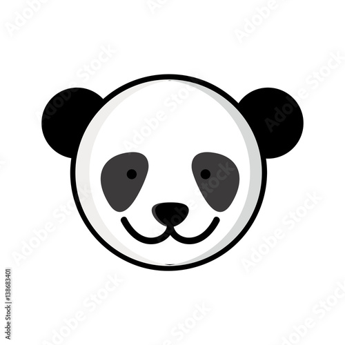 colorful picture face cute panda animal vector illustration