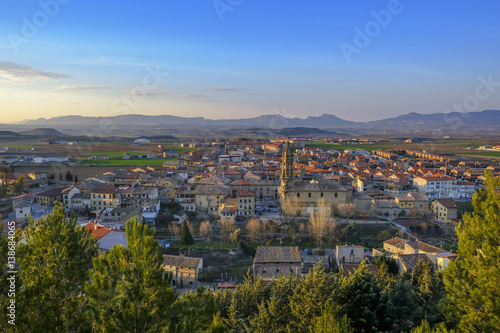 Sunset in village of great wine tradition in La Rioja, Cuzcurrita, Spain.