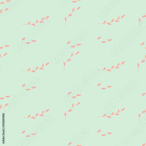 Floral seamless pattern with branches and leaves. Light and airy romantic design on a green background. Great for textile  wallpaper  wrapping paper.
