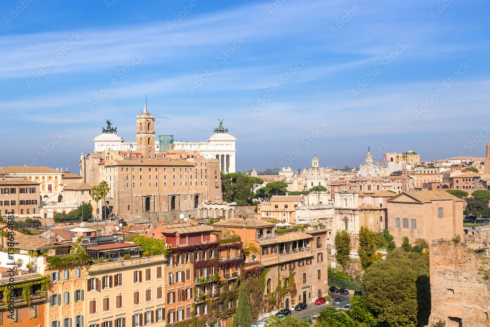 Rome, Italy. View of the Roman Forum and the adjoining buildings from the Palatine Hill