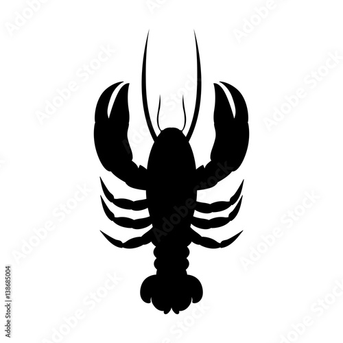 black silhouette graphic with lobster vector illustration
