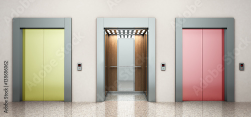 modern color steel elevatore Right way concept 3d rendering illustration
