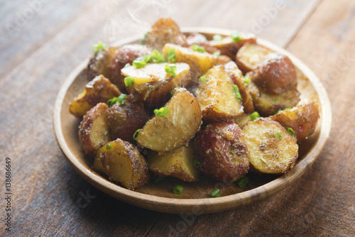 Oven roasted potatoes on plate
