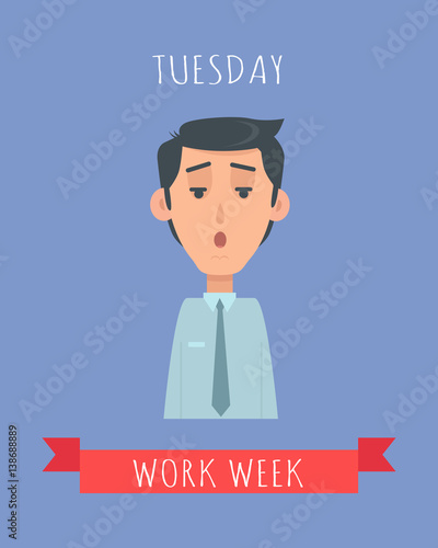 Work Week Emotive Vector Concept In Flat Design