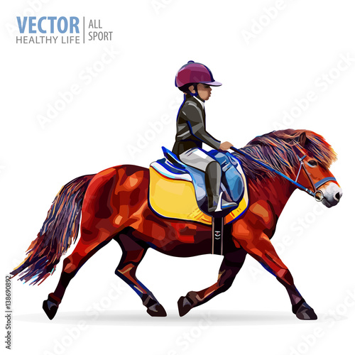 Boy jockey riding a horse. Horse. Pony club. Equestrian sport. H