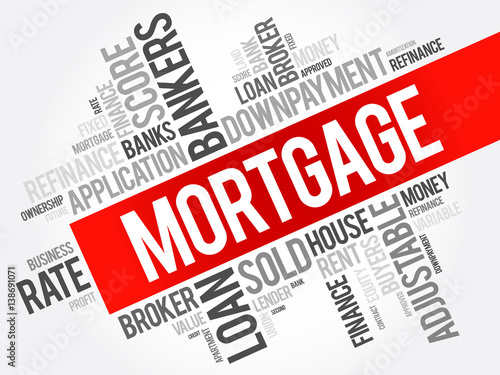Mortgage word cloud collage, business concept background
