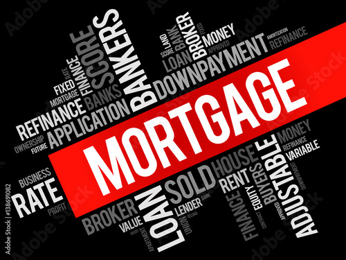 Mortgage word cloud collage, business concept background