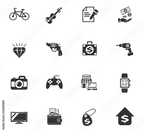 pawn shop icon set