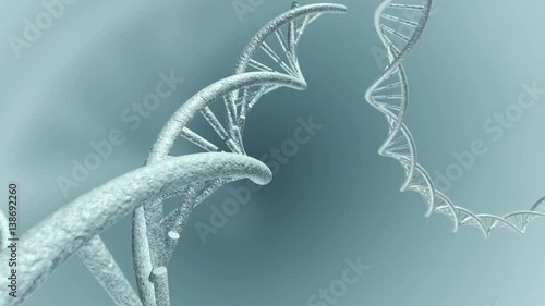 Animated travel of genetic DNA code strands. 3D rendering 4K