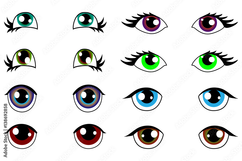 anime kawaii set of eyes with different emotions Stock Vector | Adobe Stock