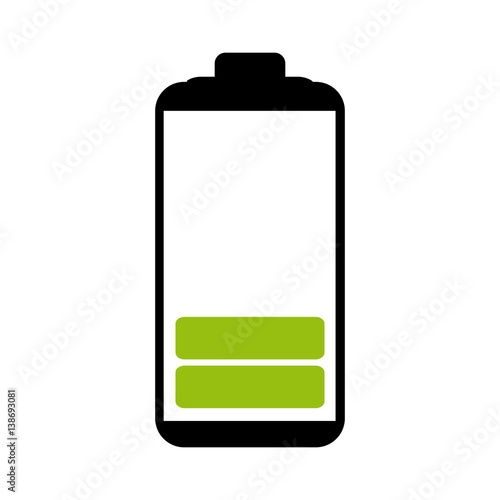 Battery symbol with level reduced energy charge vector illustration