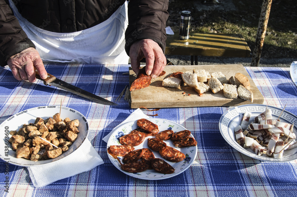 Tasting of local meat products