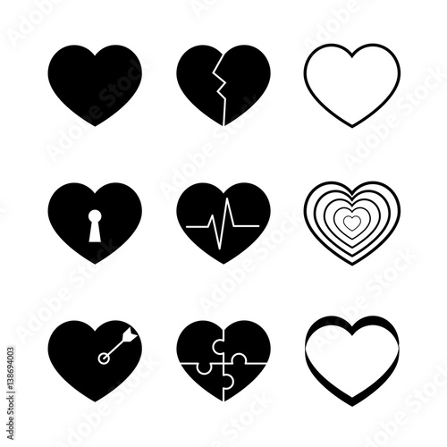 Simple heart icons. Vector illustration. 