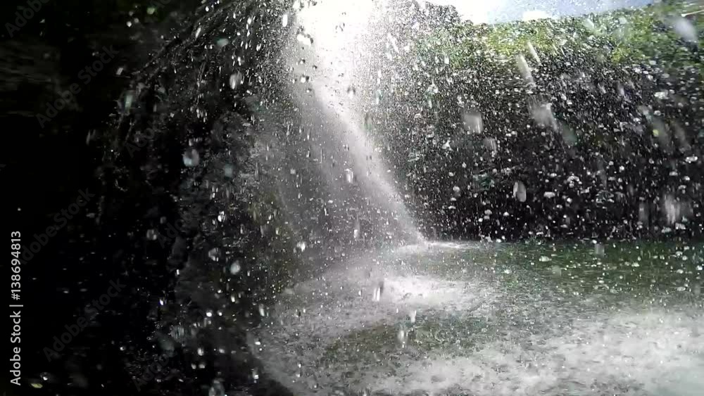 FJ 148 Water drops fall from behind a waterfall FJ 148 Water drops fall from behind a waterfall