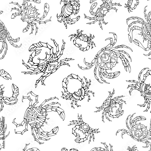 Wallpaper Mural Doodles seamless crabs pattern. Torontodigital.ca