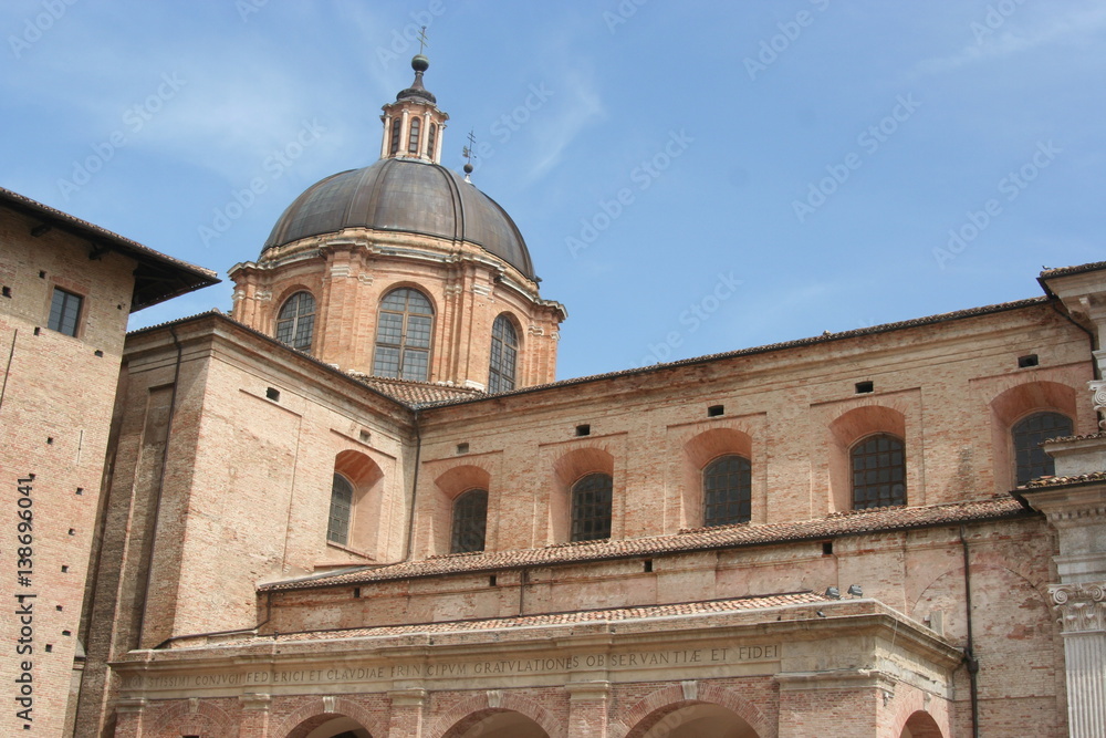 Dome and roof of a reinassance palace in Urbino, central Italy