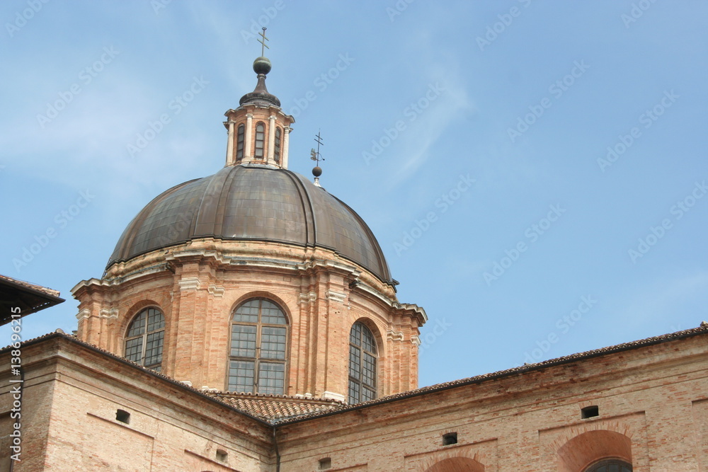 Dome and roof of a reinassance palace in Urbino, central Italy