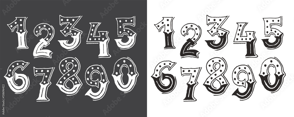 Hand drawn victorian design typography number