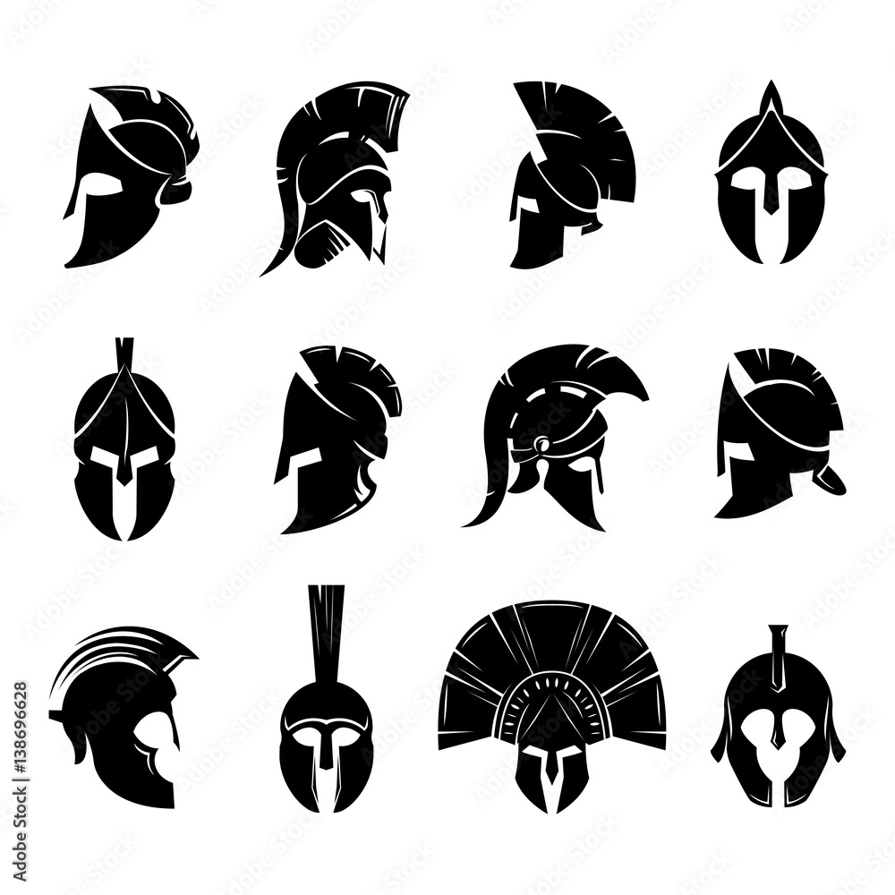 Spartan Helmet Vector Set Stock Vector Adobe Stock