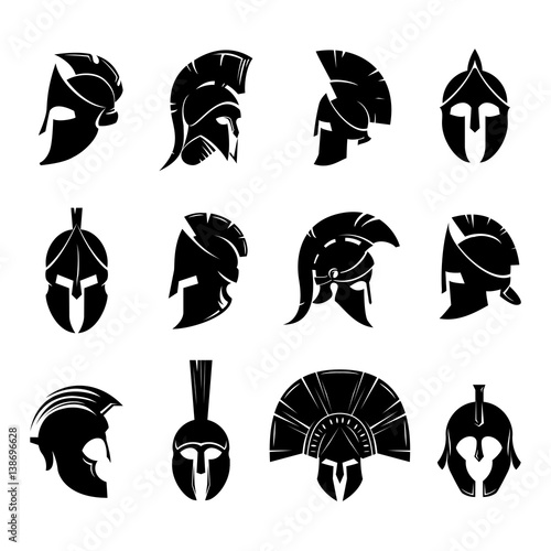 Spartan helmet vector set