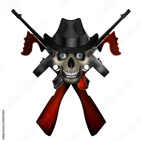 Thompson machine emblem with skull in hat