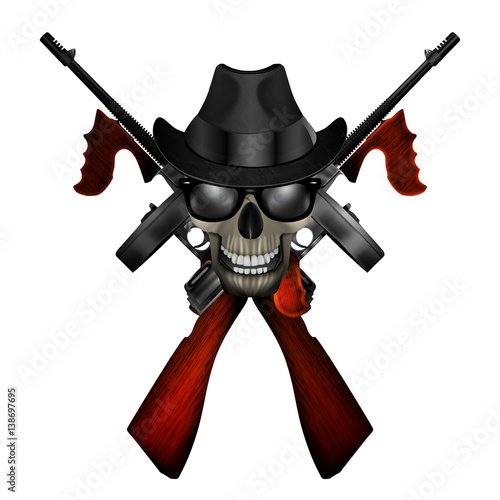 Thompson machine emblem with skull in hat