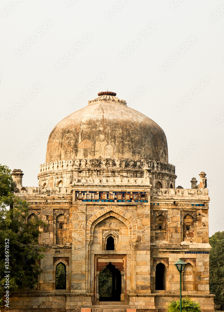 View of the ancient Mughal mausoleum Sheesh Gumbat in park Lodi Gaden in New Delhi, India
