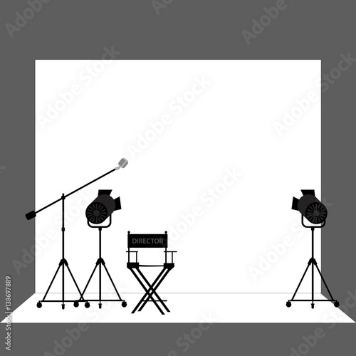 Director chair and equipment standby for audition on stage