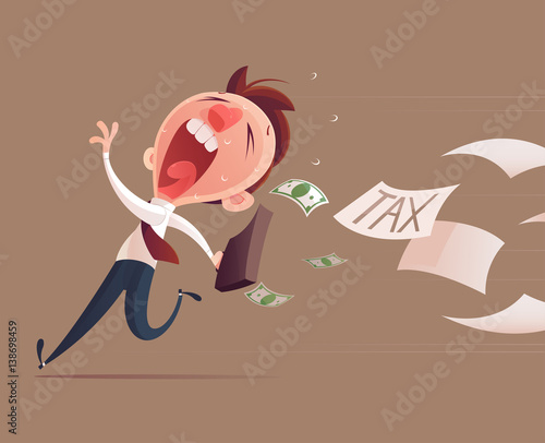 Avoid tax, Business man running away from tax for tax concept