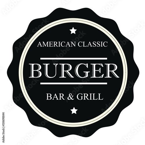 American classic burger bar & grill stamp sign seal logo