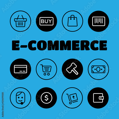 Shopping and E-commerce icons set. Shopping business e-commerce delivery icons