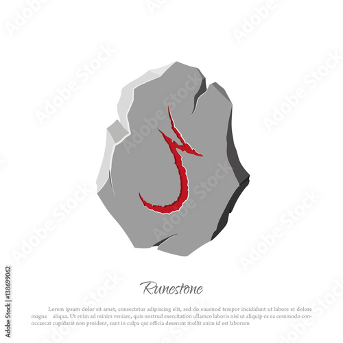 Rune stone on a white background in cartoon style. The object to the game interface