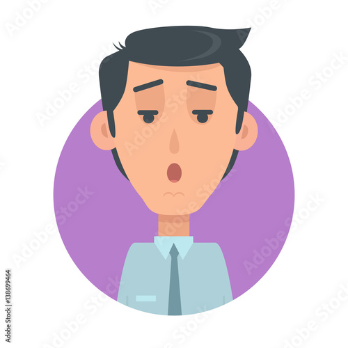 Man Face Emotive Vector Icon in Flat Style  