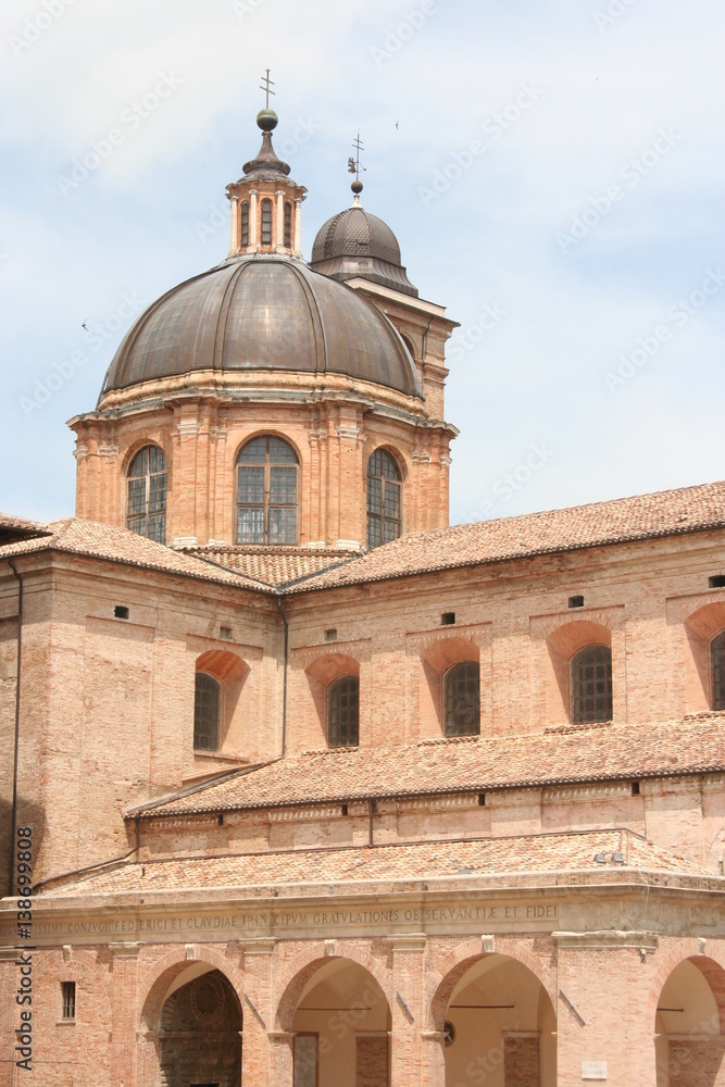 Dome and top of the Lordship palace of Urbino, Italy