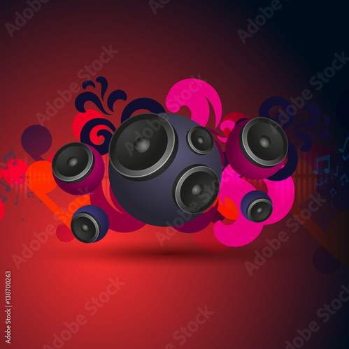 Abstract vintage music background with round speakers