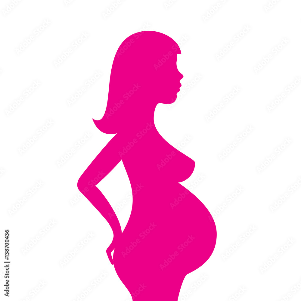 Pregnant woman silhouette vector icon