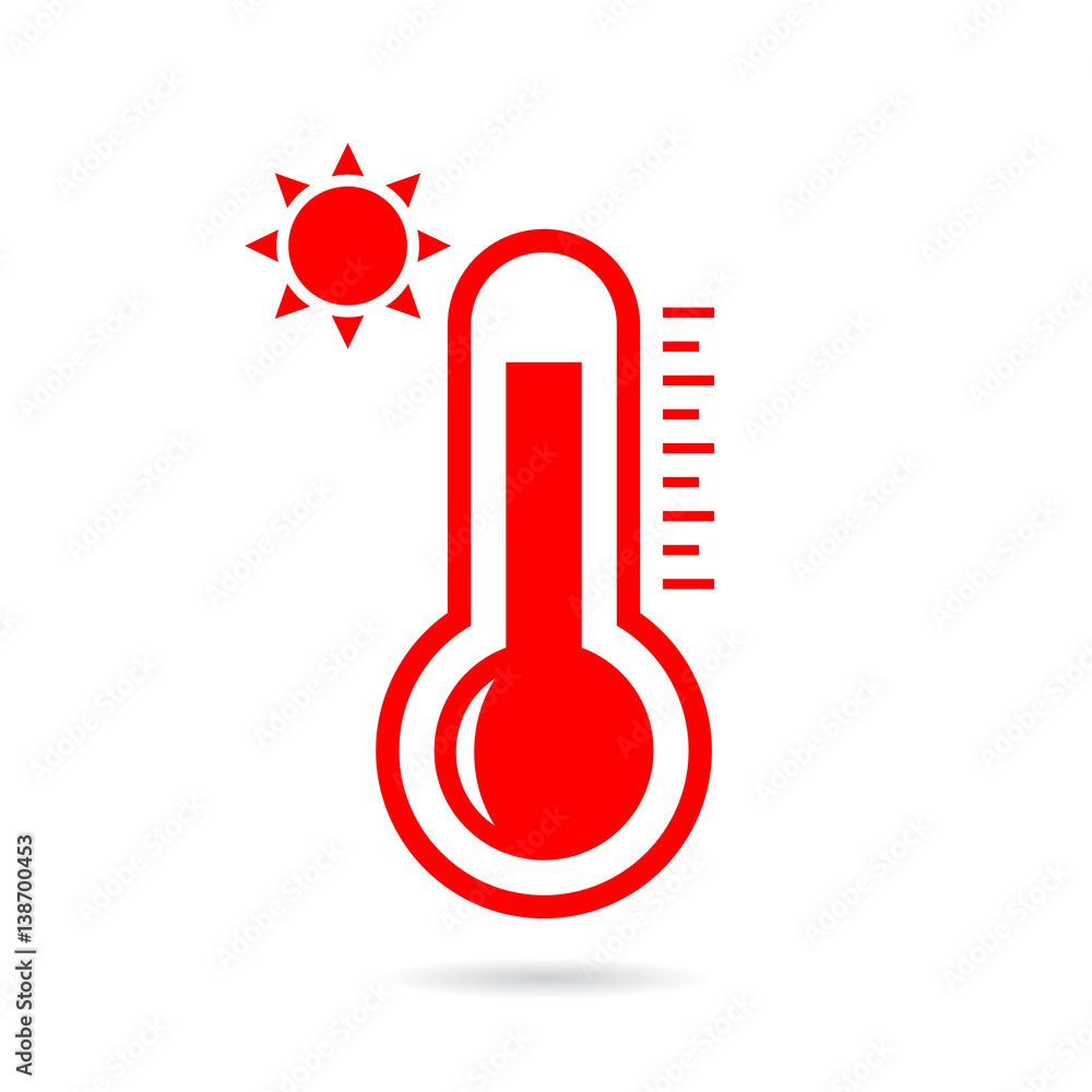 Hot weather thermometer vector icon Hot weather thermometer vector icon