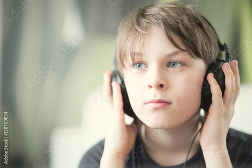 A boy with headphones