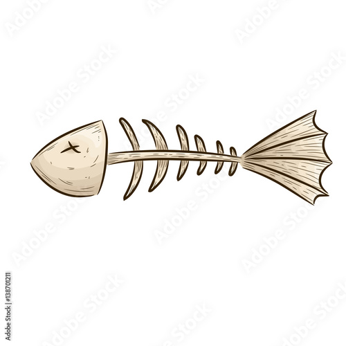 Fish bone on a white background, vector illustration