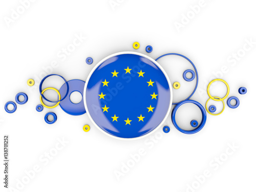 Round flag of european union with circles pattern