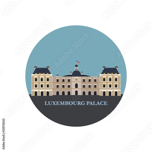 The Luxembourg Palace in Paris. France. Vector round icon