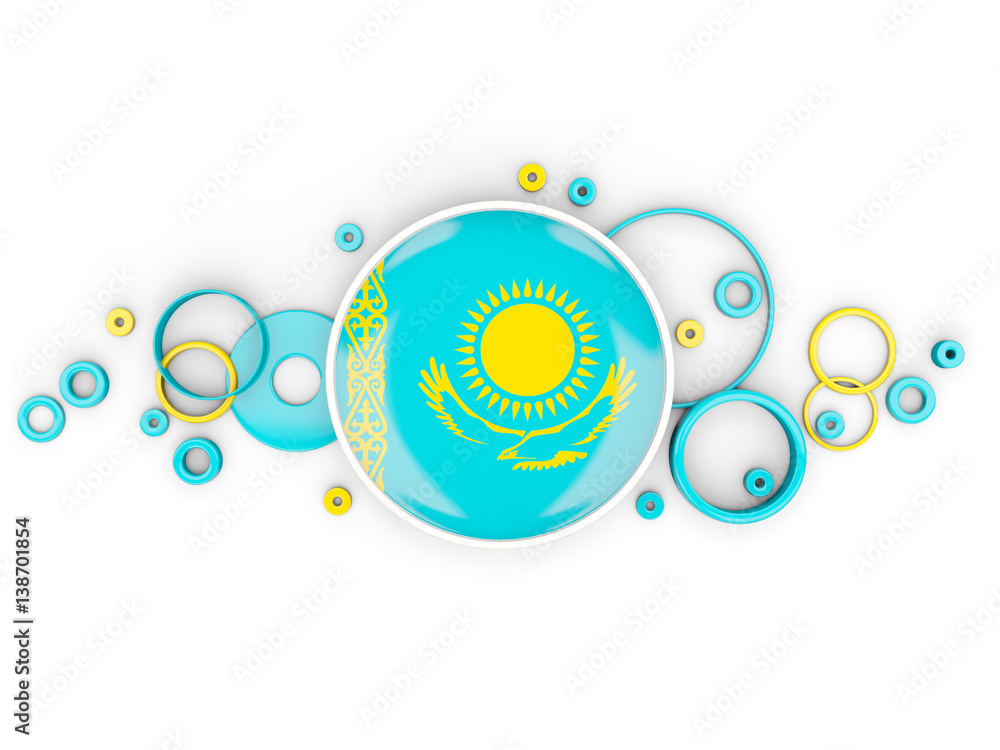 Fototapeta premium Round flag of kazakhstan with circles pattern